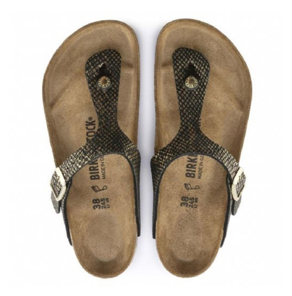 Birkenstock Gizeh Shiny Python Black Microfiber Sandals Regular