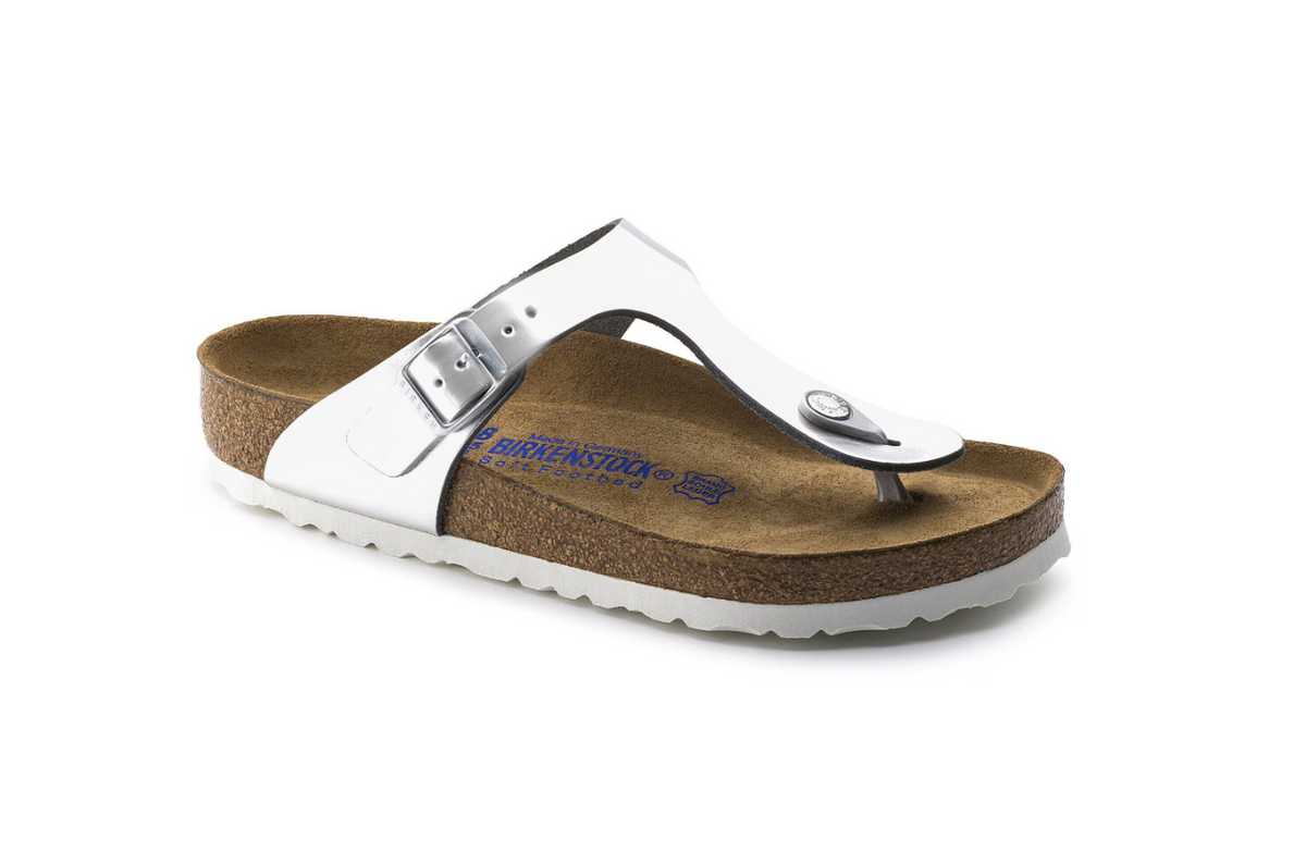 Birkenstock Gizeh Soft Footbed Metallic Silver Leather Regular