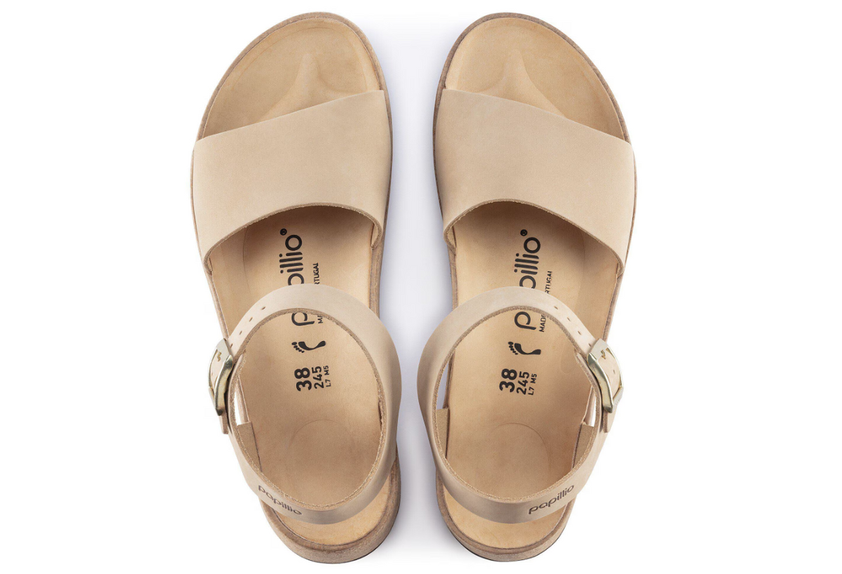 Birkenstock Glenda Nubuck Leather Sandcastle Sandals Narrow