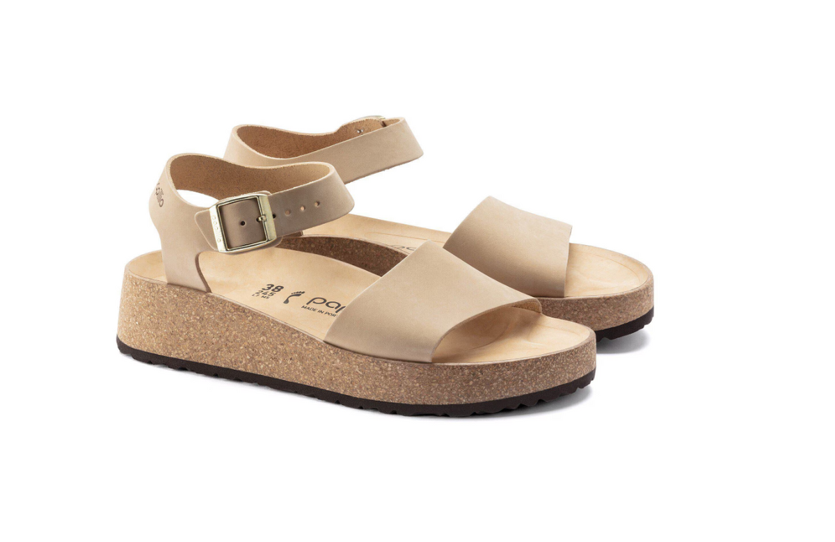 Birkenstock Glenda Nubuck Leather Sandcastle Sandals Narrow