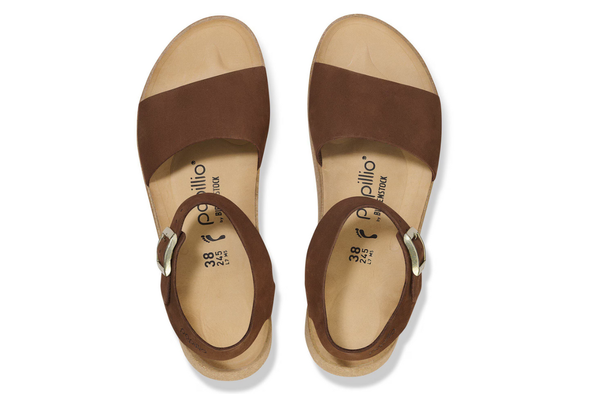 Birkenstock Glenda Nubuck Leather Dark Tea Sandal Narrow