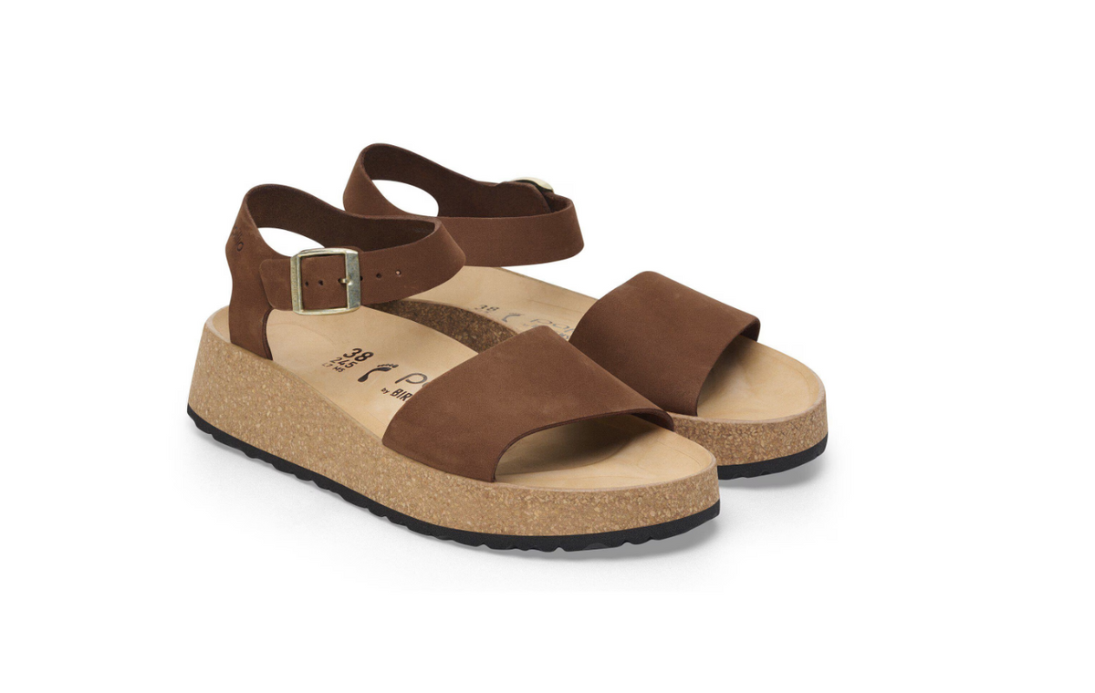 Birkenstock Glenda Nubuck Leather Dark Tea Sandal Narrow