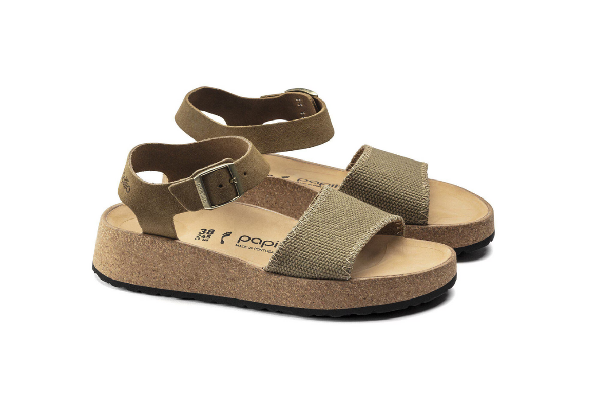 Papillio by BIRKENSTOCK Glenda Suede Textile Faded Khaki Narrow