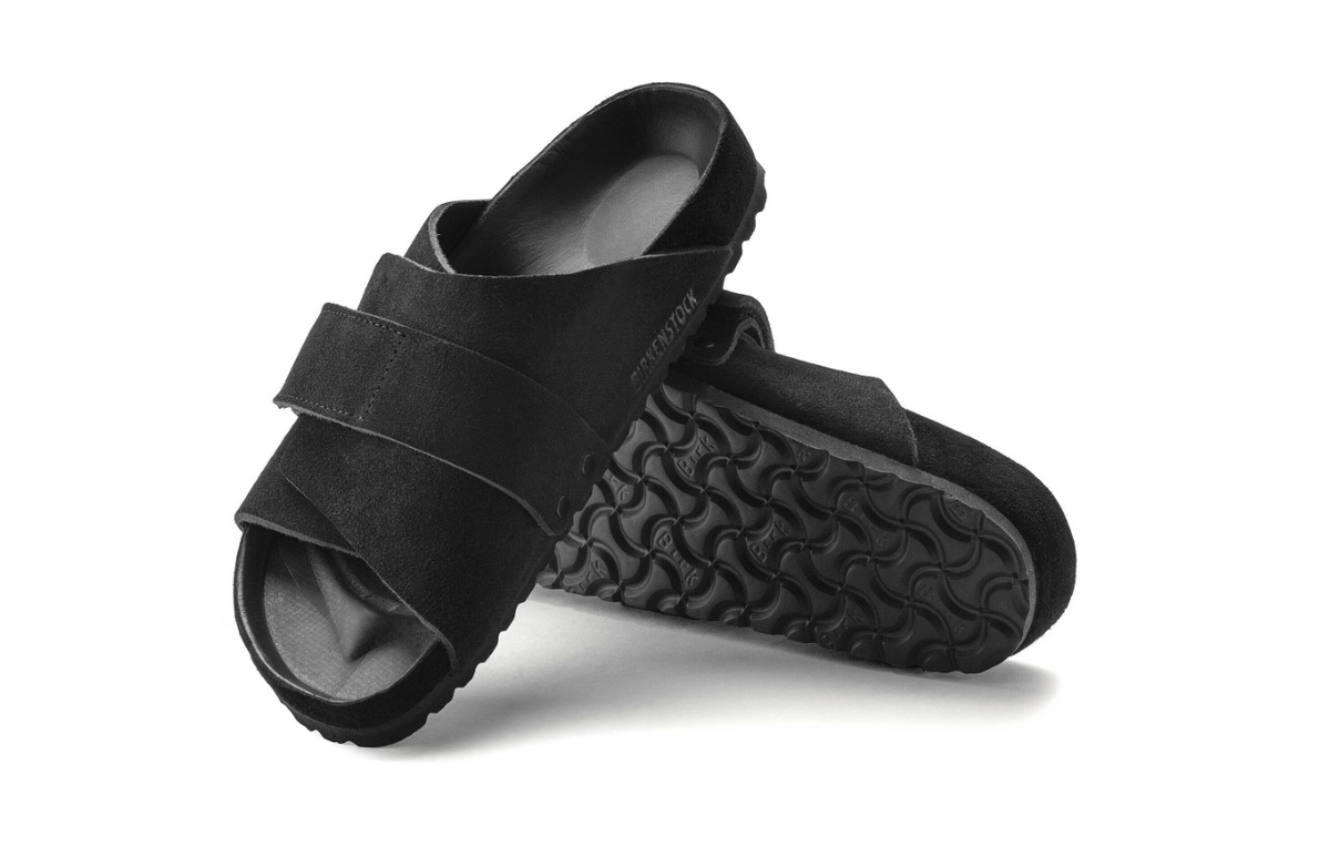 Birkenstock Kyoto Suede Leather Sandals Black Narrow