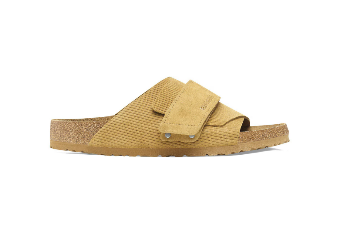 Birkenstock Kyoto Suede Embossed Corduroy Cork Brown Narrow
