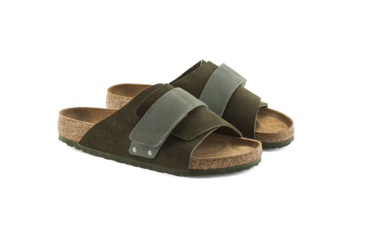 Birkenstock Kyoto Suede Leather Sandals - Thyme Regular