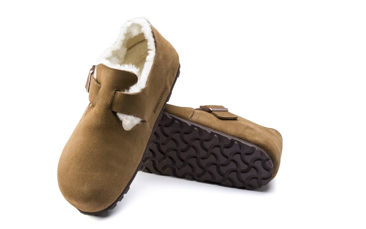 Birkenstock London Shearling Suede Leather Dark Tea Regular