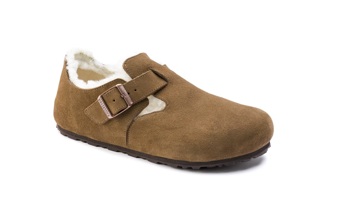 Birkenstock London Shearling Suede Leather Dark Tea Regular