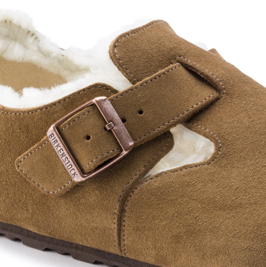 Birkenstock London Shearling Suede Leather Dark Tea Regular