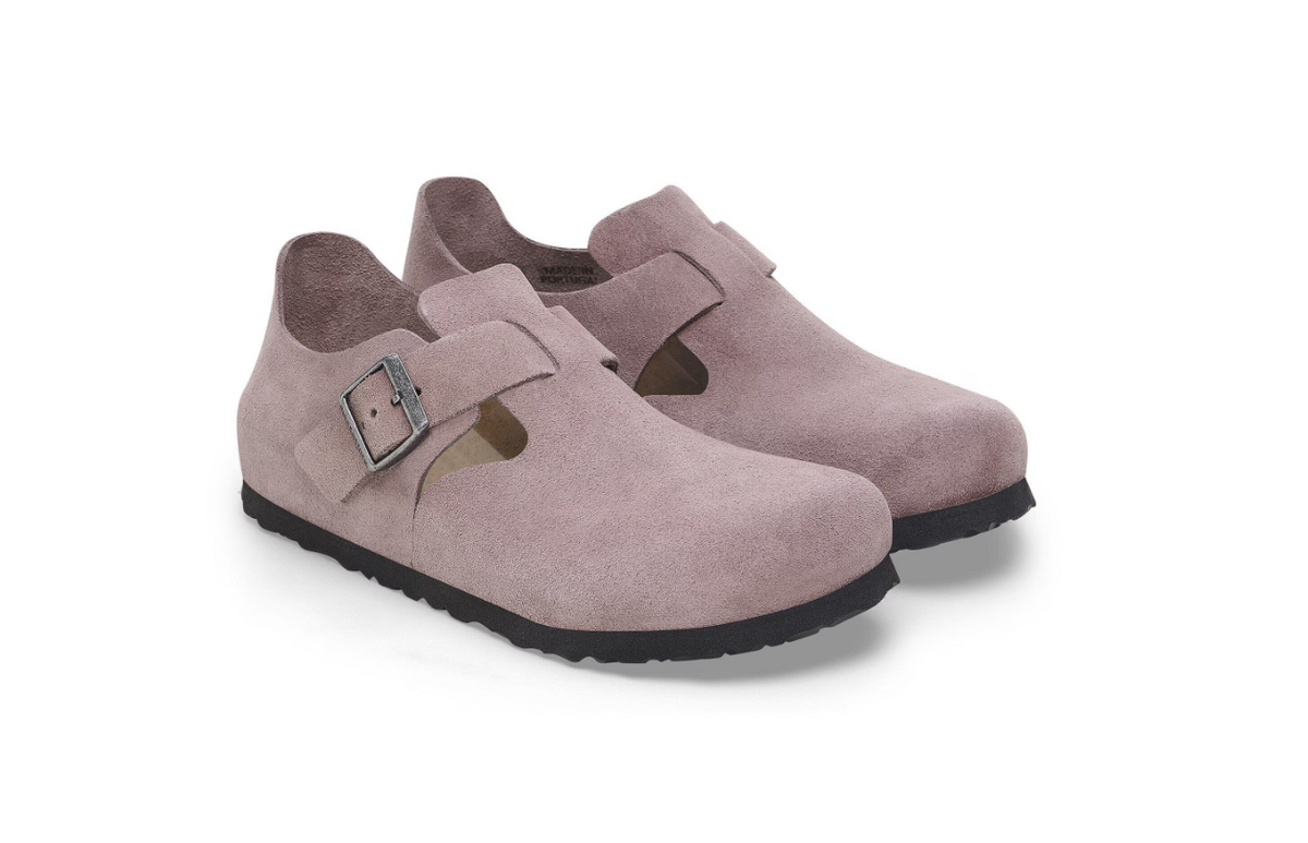 Birkenstock London VL Suede Leather Faded Purple Narrow