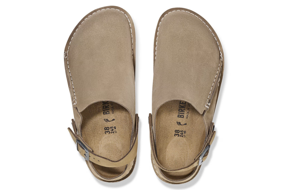 Birkenstock Lutry Premium Suede Leather Gray Taupe Narrow