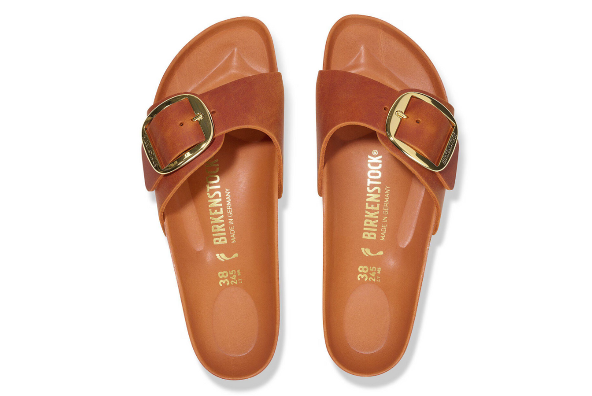 Birkenstock Madrid Big Buckle Oiled Leather Burnt Orange Narrow