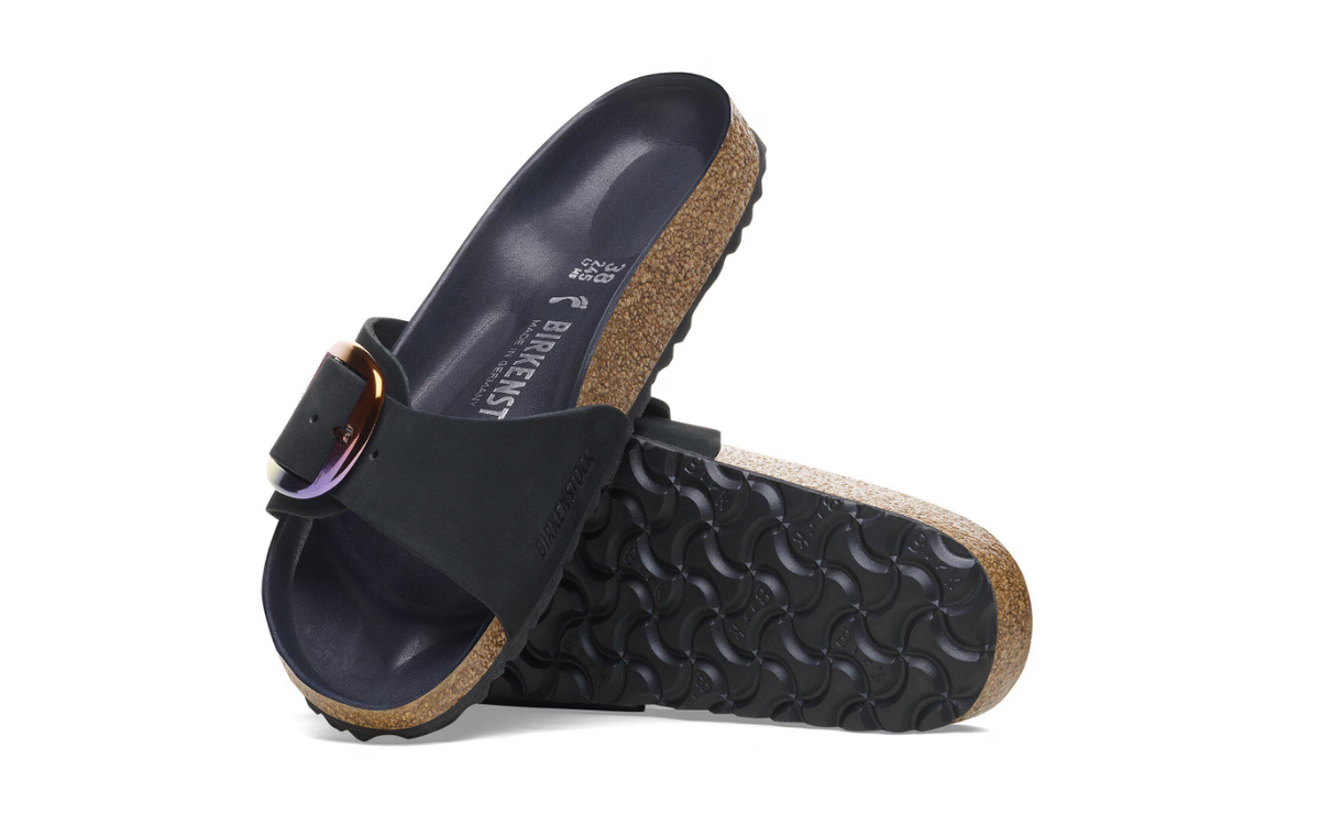 Birkenstock Madrid Big Buckle Nubuck Leather Black Narrow