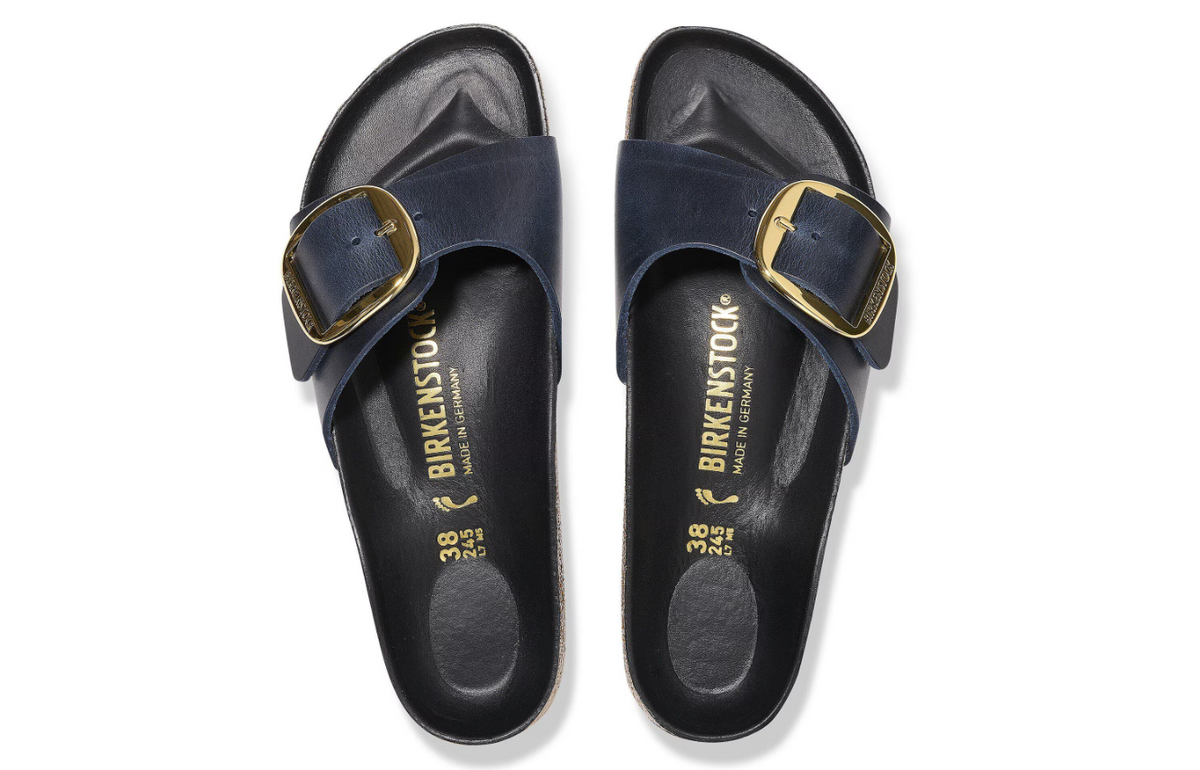 Birkenstock Madrid Big Buckle Oiled Leather Blue Narrow