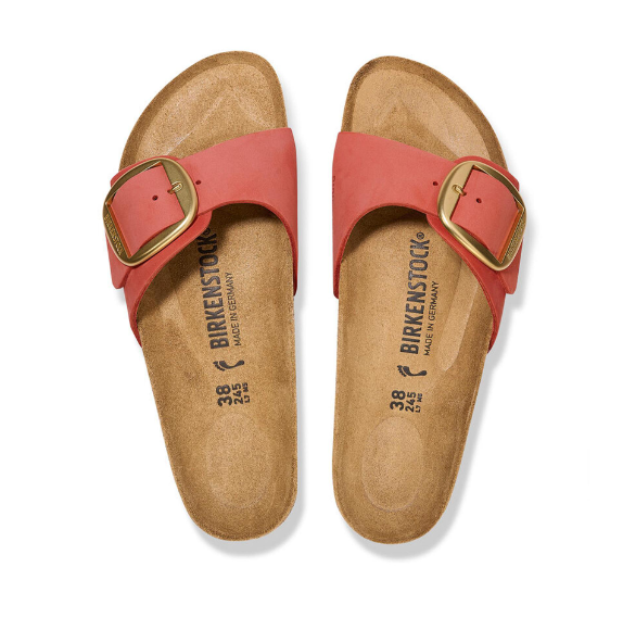 Birkenstock Madrid Big Buckle Natural Leather Mars Red Narrow