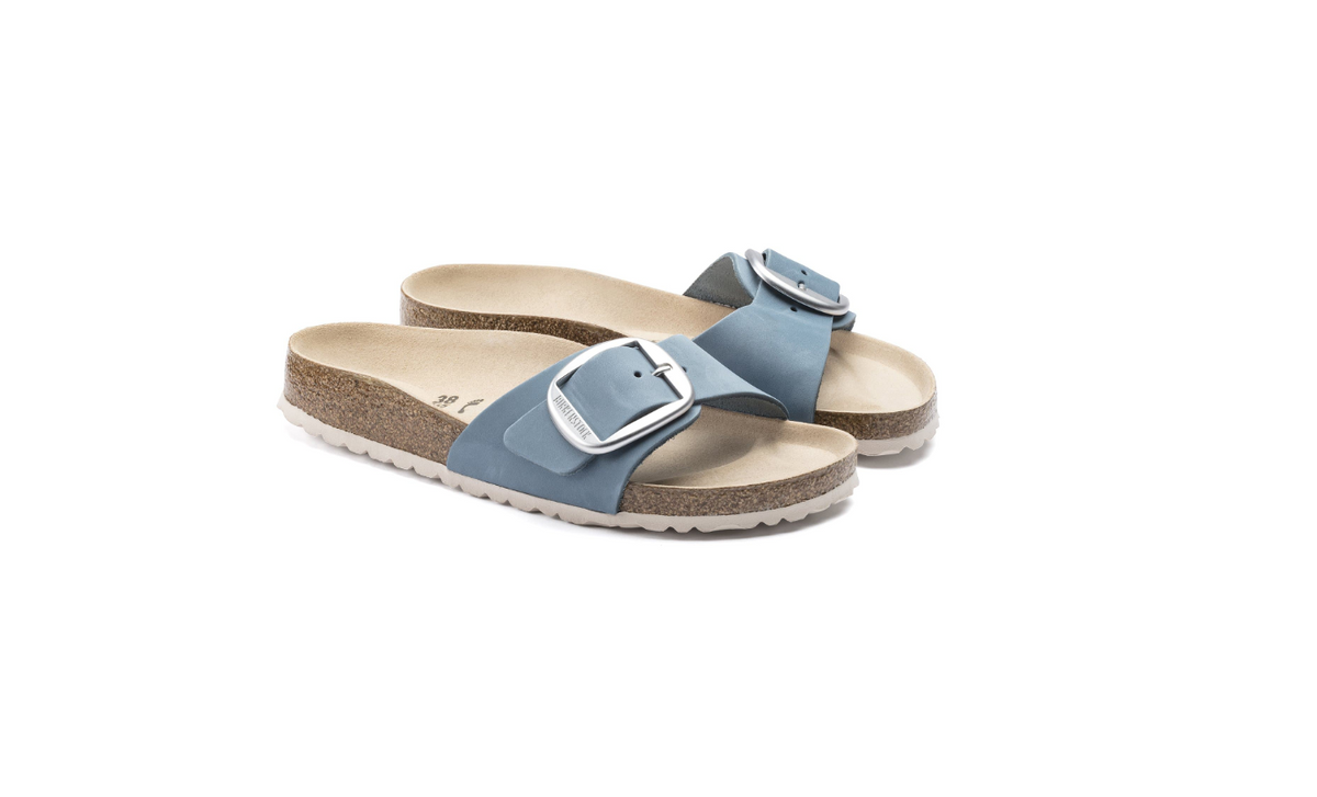 Birkenstock Madrid Big Buckle Nubuck Leather Dove Blue Narrow