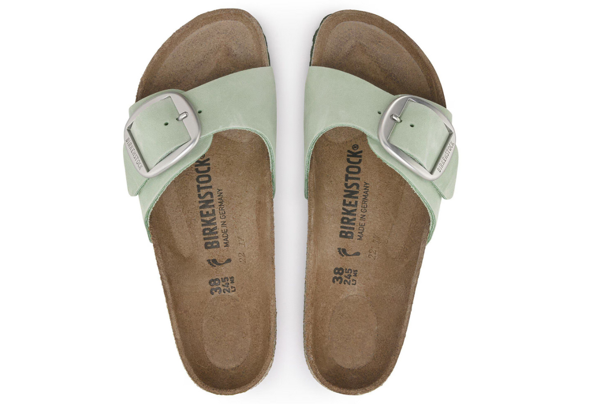 Birkenstock Madrid Big Buckle Nubuck Leather Matcha Narrow