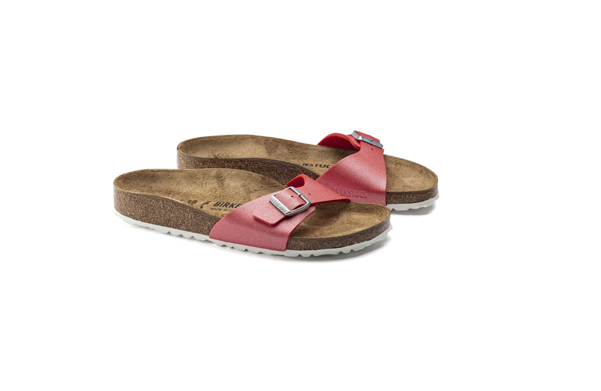 Birkenstock Madrid Birko-Flor Icy Metallic Poppy Narrow