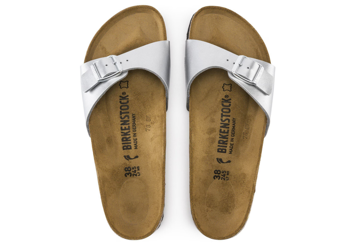Birkenstock Madrid Birko-Flor Silver Sandals Narrow