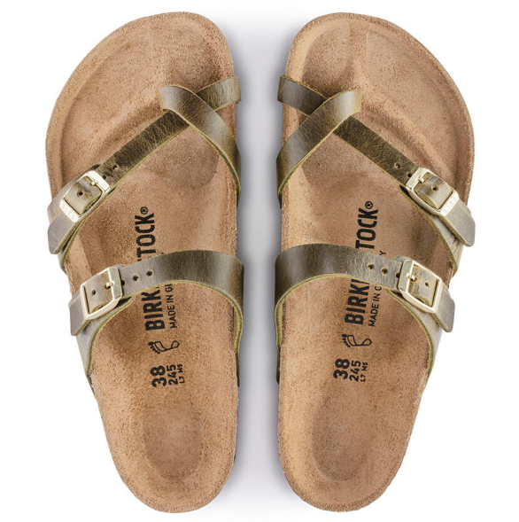 Birkenstock Mayari Oiled Leather Olive Sandals Regular