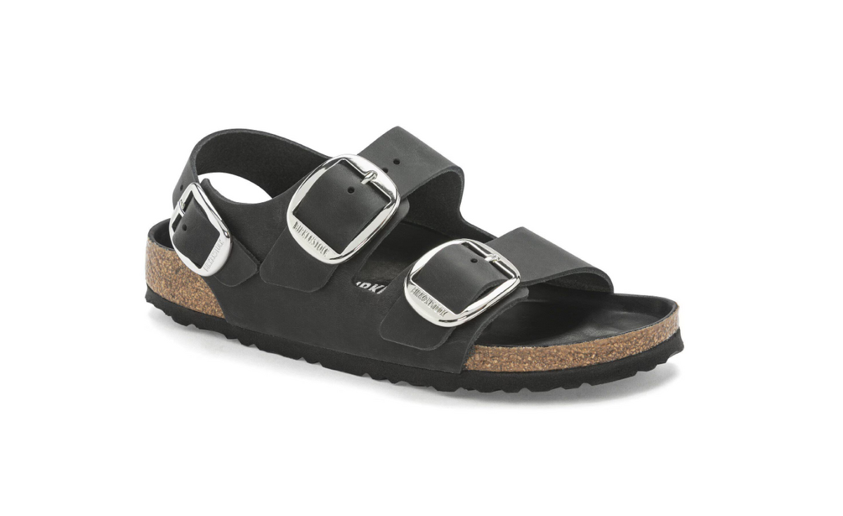 Birkenstock Milano Big Buckle Oiled Leather Black Narrow