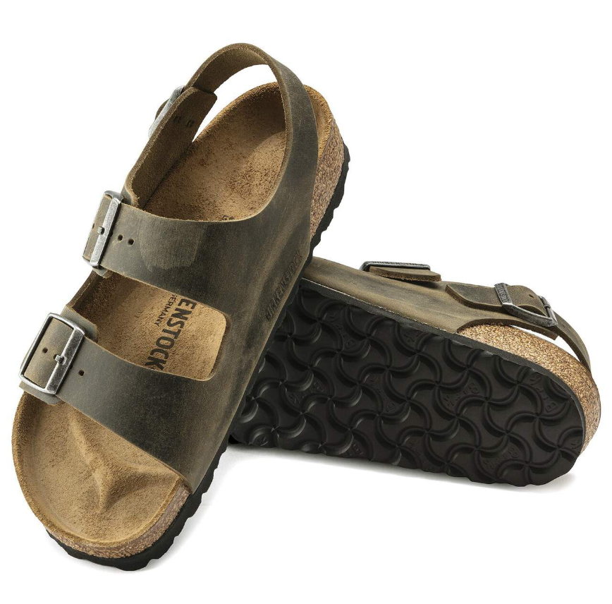 Birkenstock Milano Faded Khaki Oiled Leather Narrow