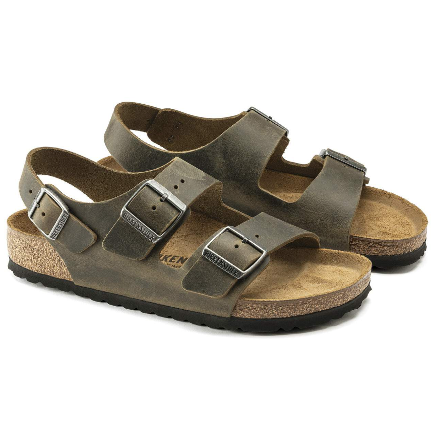 Birkenstock Milano Faded Khaki Oiled Leather Narrow