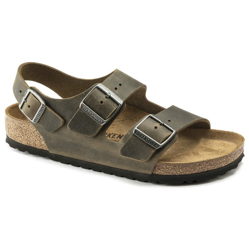 Birkenstock Milano Faded Khaki Oiled Leather Narrow