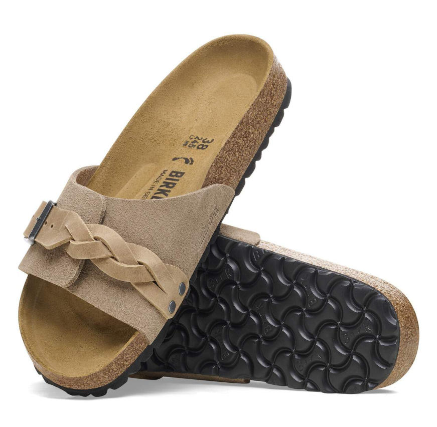 Birkenstock Oita Braided Suede Leather Sandals Taupe Narrow