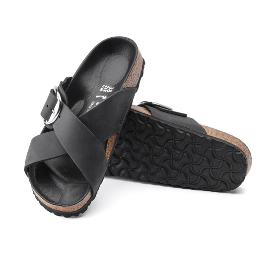 Birkenstock Siena Big Buckle Oiled Leather Black Narrow