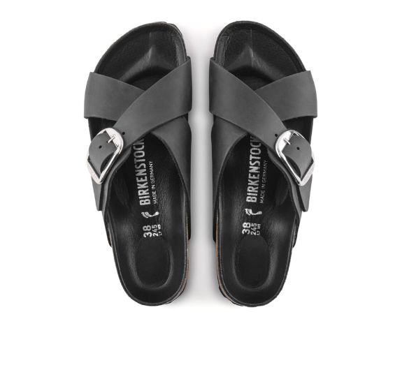 Birkenstock Siena Big Buckle Oiled Leather Black Narrow