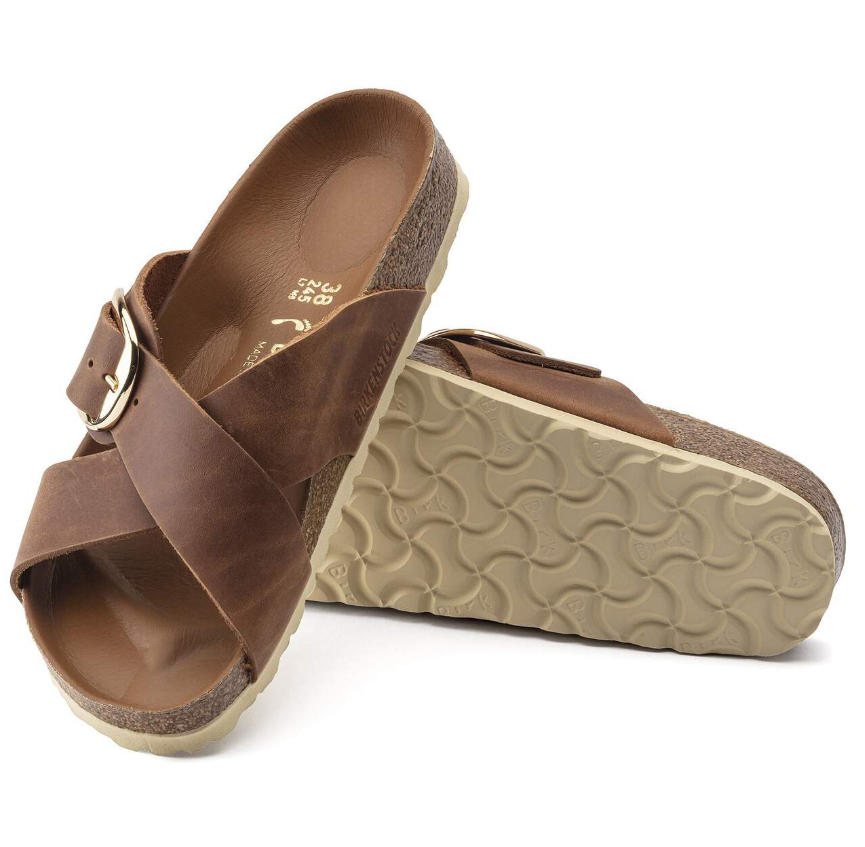 Birkenstock Siena Big Buckle Oiled Leather Cognac Narrow