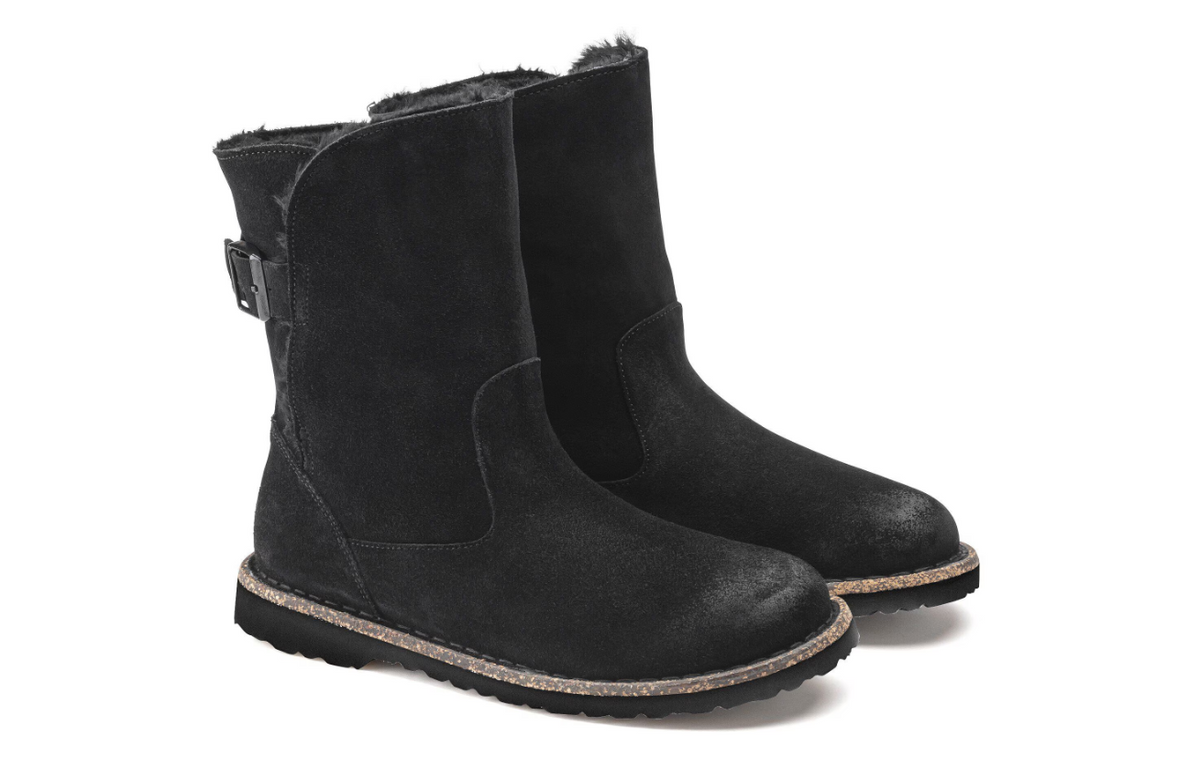 Birkenstock Uppsala Shearling Suede Leather Black Regular