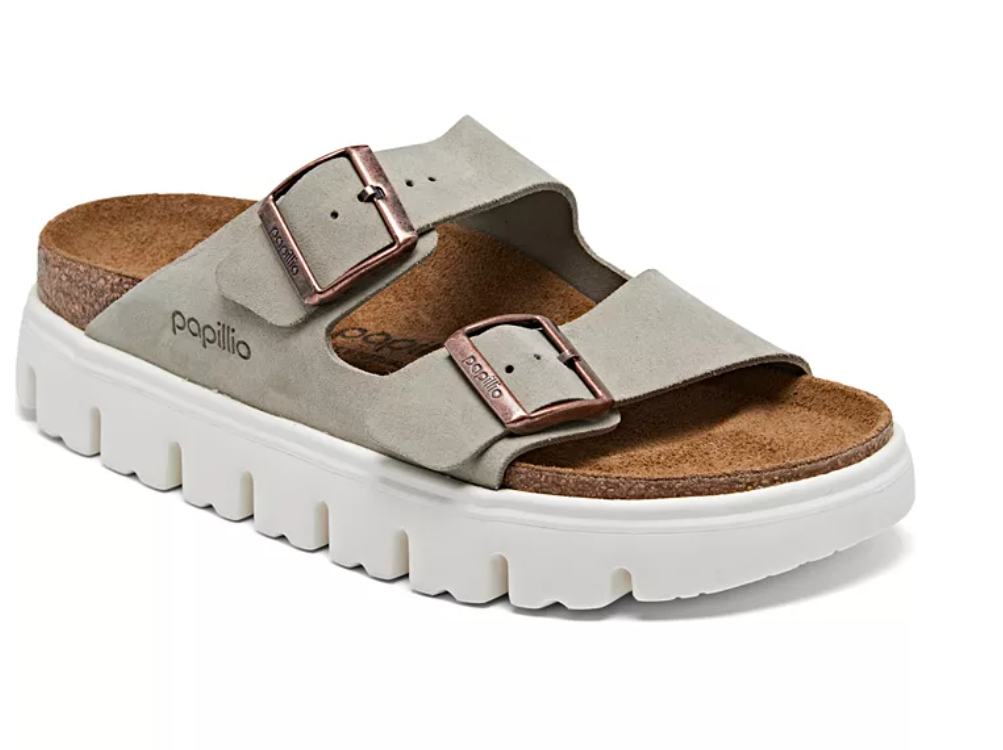 Birkenstock Papillio Arizona Chunky Suede Sandals - Taupe - Narrow