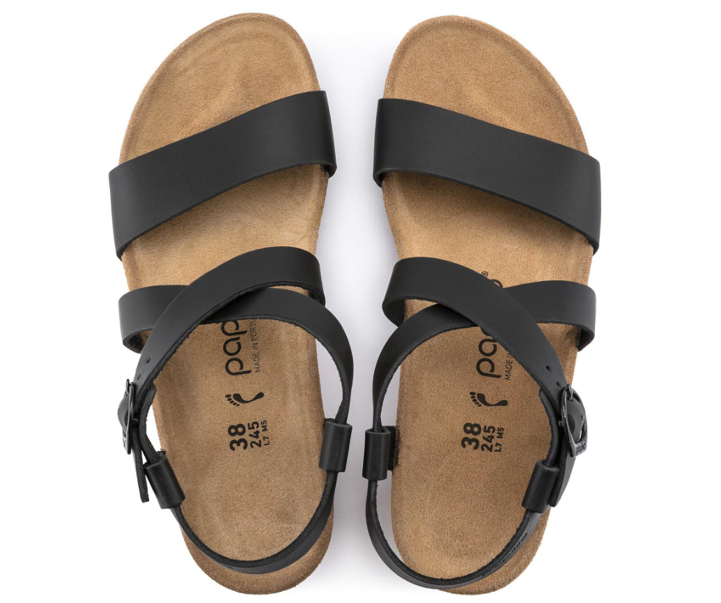 Birkenstock Sibyl Leather Wedge Sandal Black Narrow