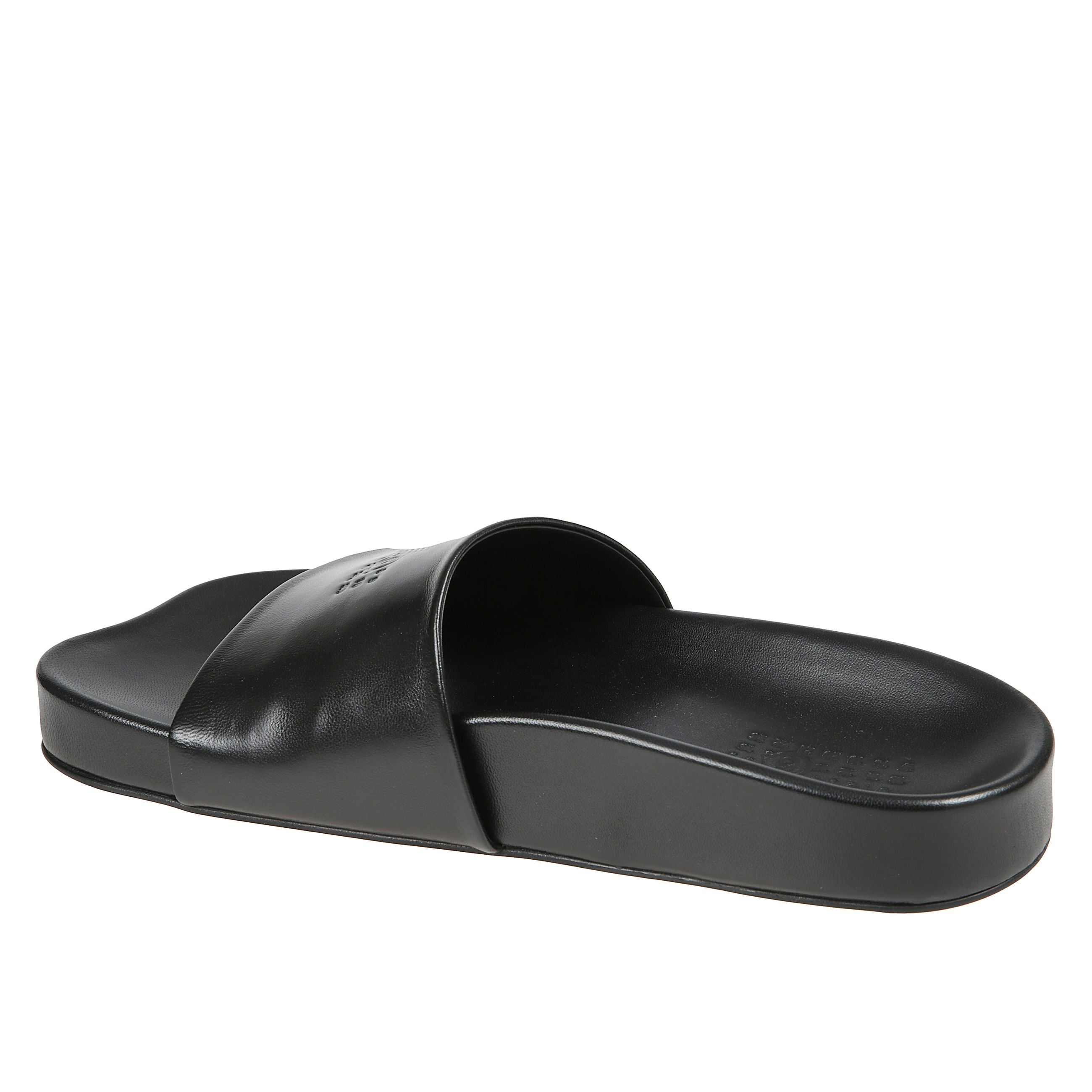 Sandali anatomici piatti caratterizzati da una tomaia e una fodera in pelle logo numerico della maison sulla parte superiore