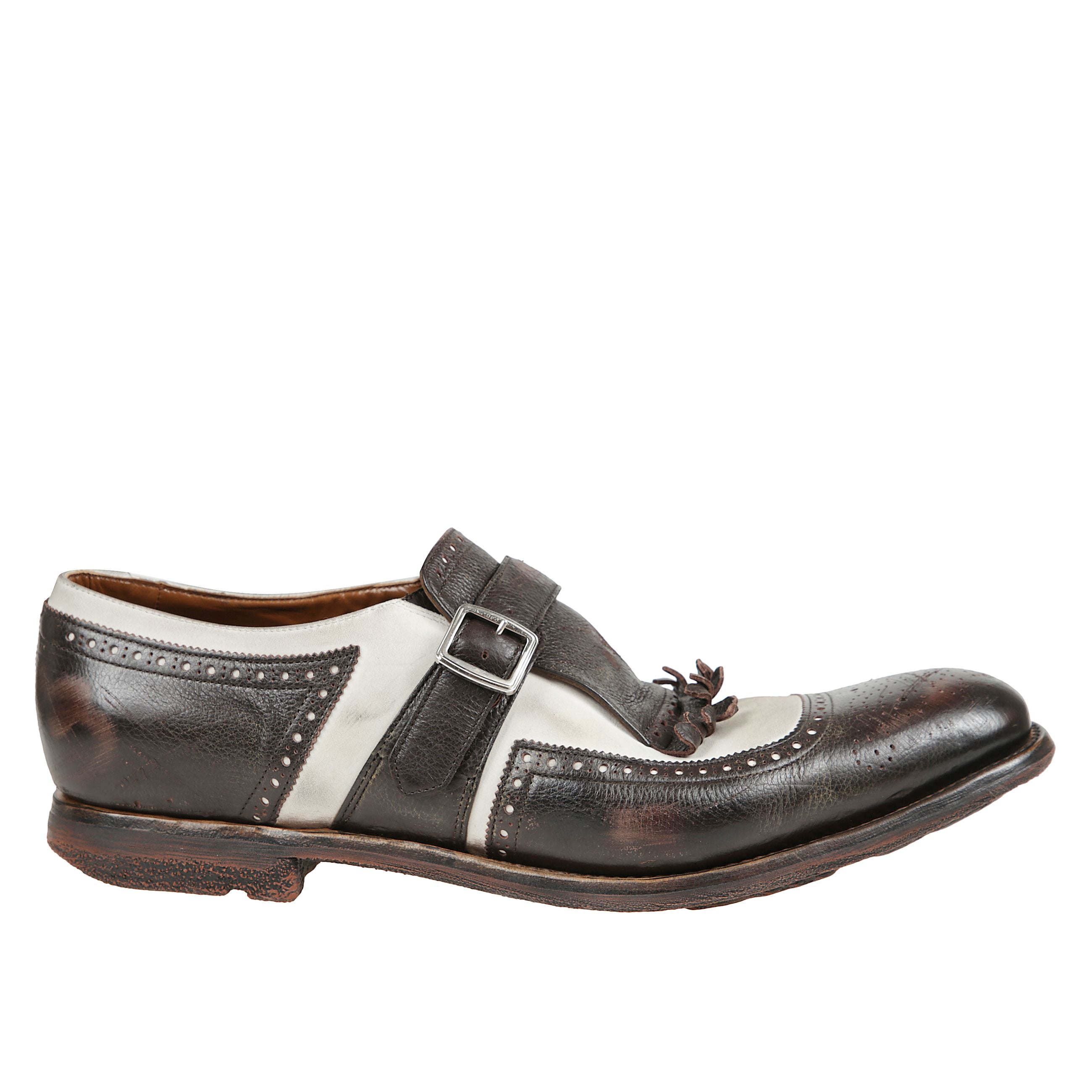 Shanghai mocassino in nabuk e pelle di vitello glacé.