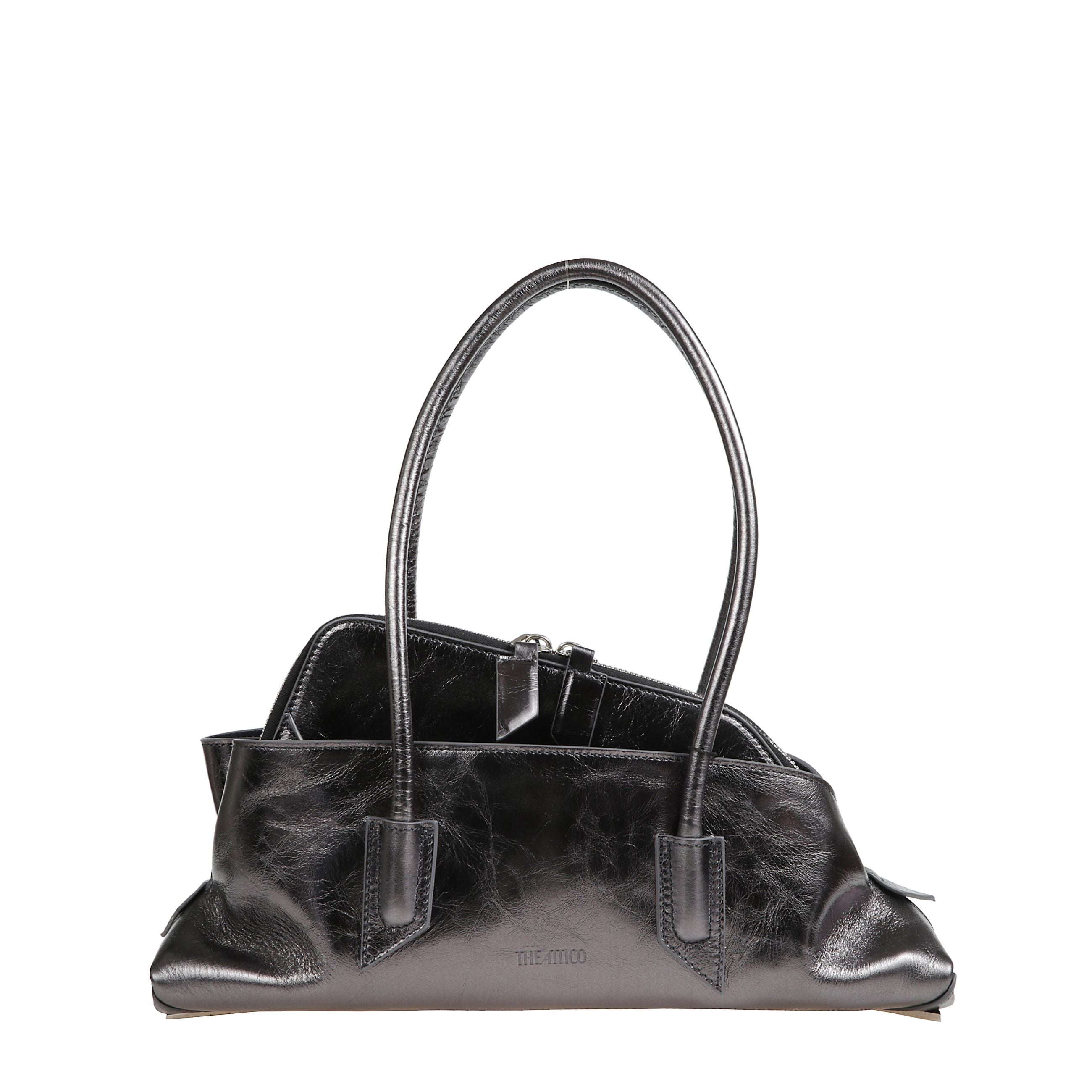 Borsa "la passeggiata" small in pelle metallica lucida. doppi manici a spalla.