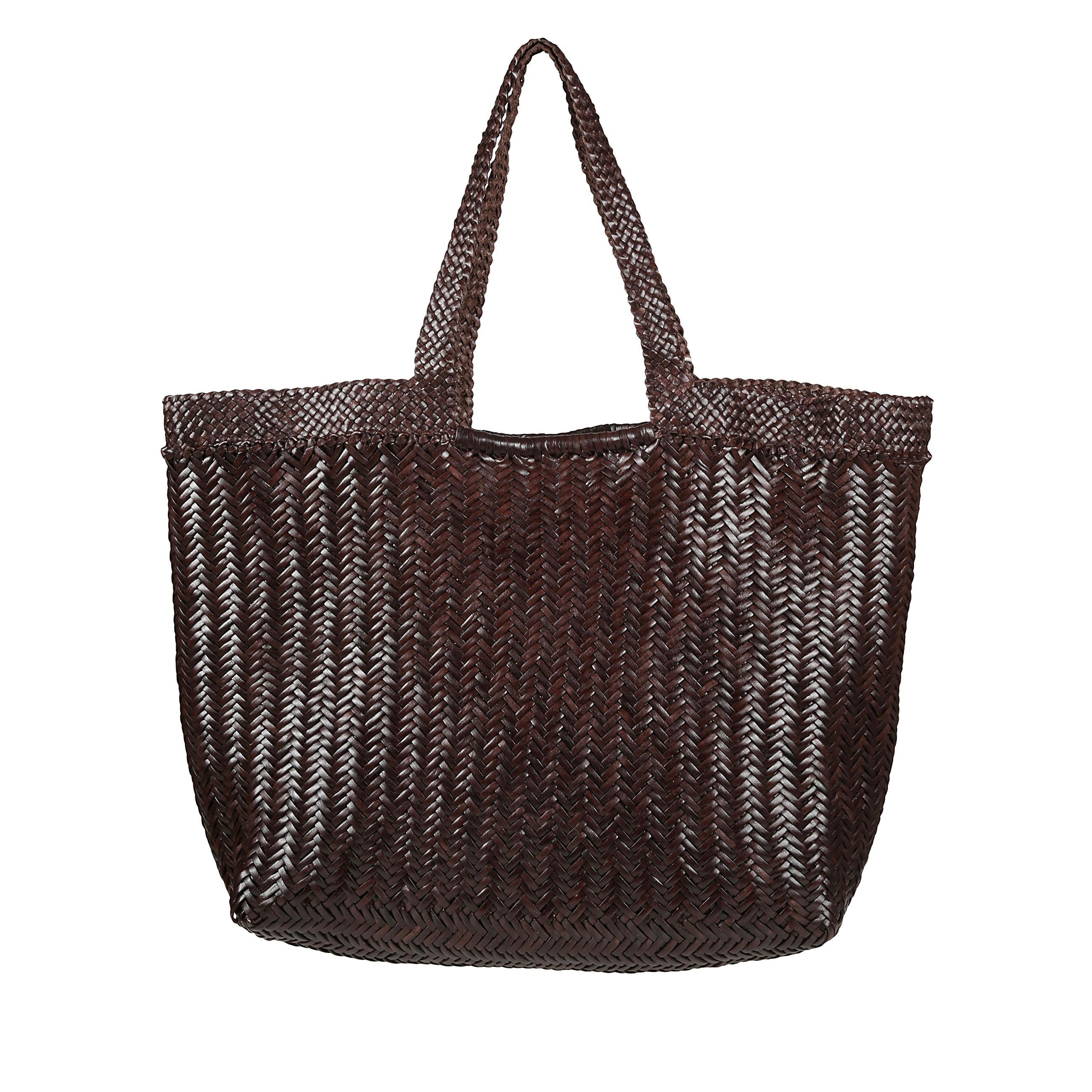 Big triple jump di dragon diffusion. corpo in pelle intrecciata a mano con motivo a spina di pesce. manici superiori in pelle intrecciata.