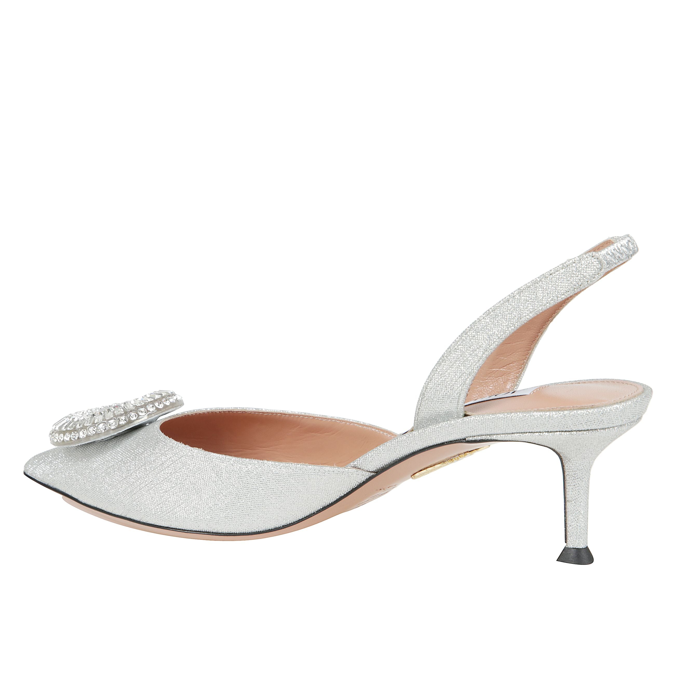 Crystal hoop sling 50 pumps con design a punta con fascia elasticizzata sul tallone e soletta in pelle con logo