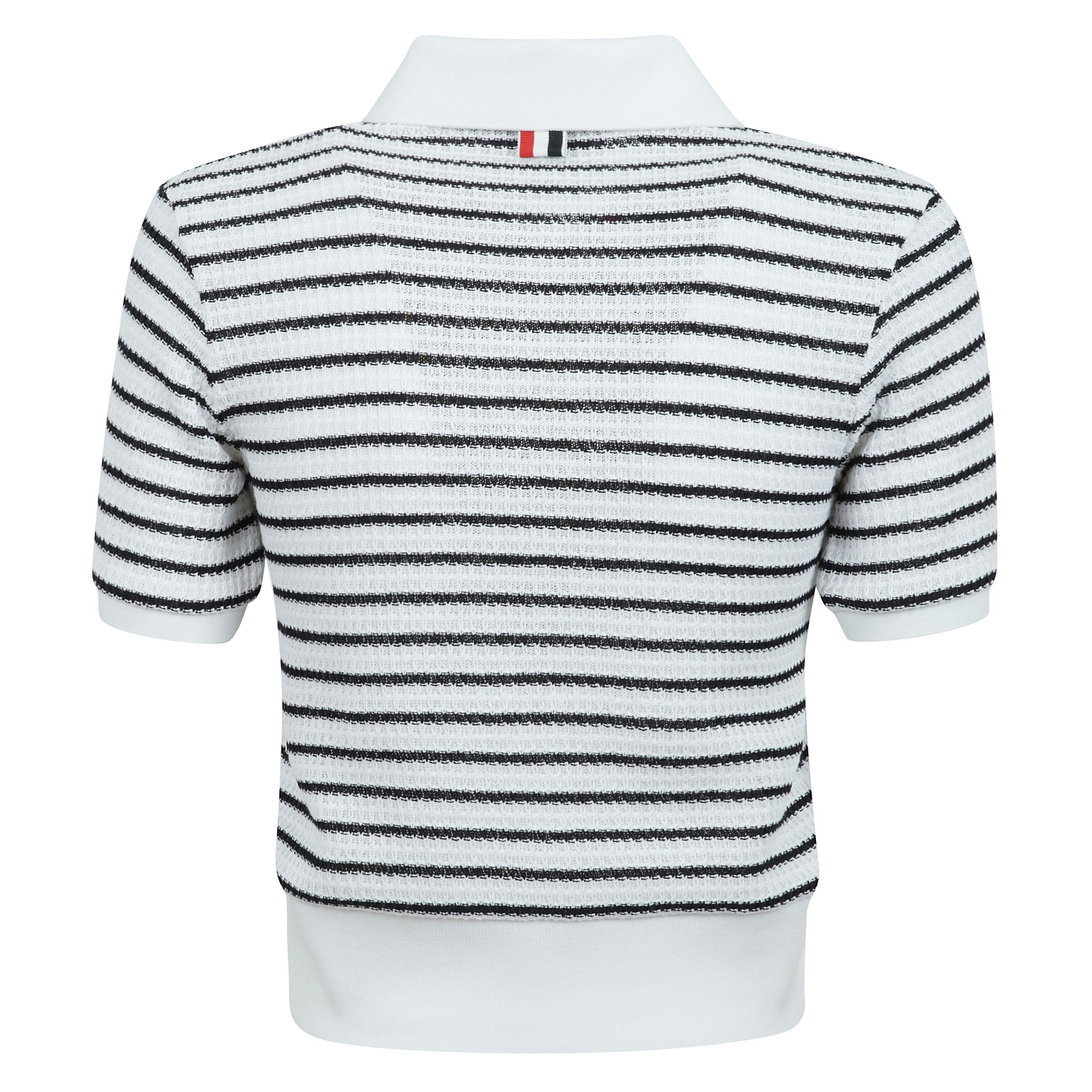 T-shirt in maglia a righe con colletto polo a coste