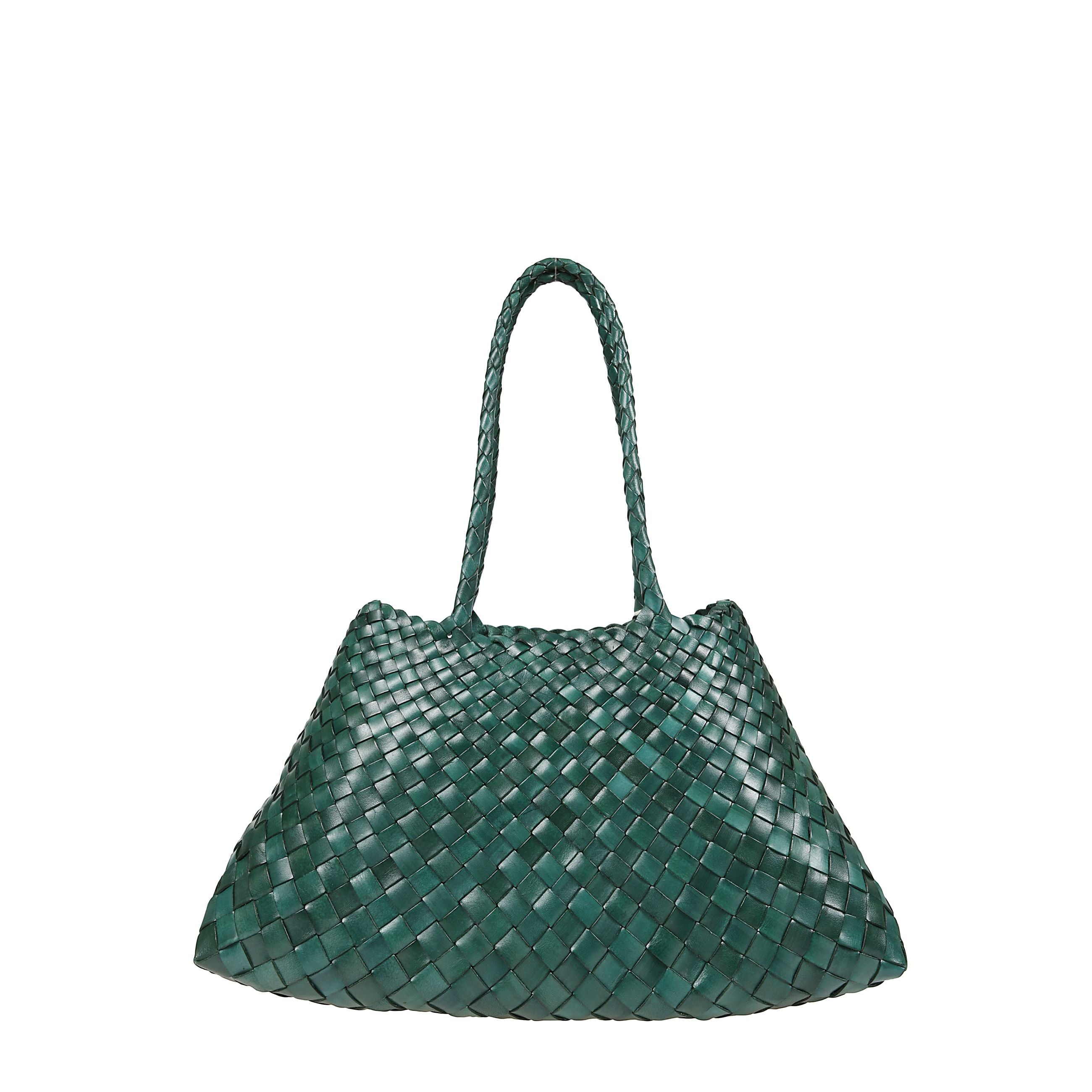 Santa croce big di dragon diffusion. corpo in pelle intrecciata a mano. manici superiori in pelle intrecciata.