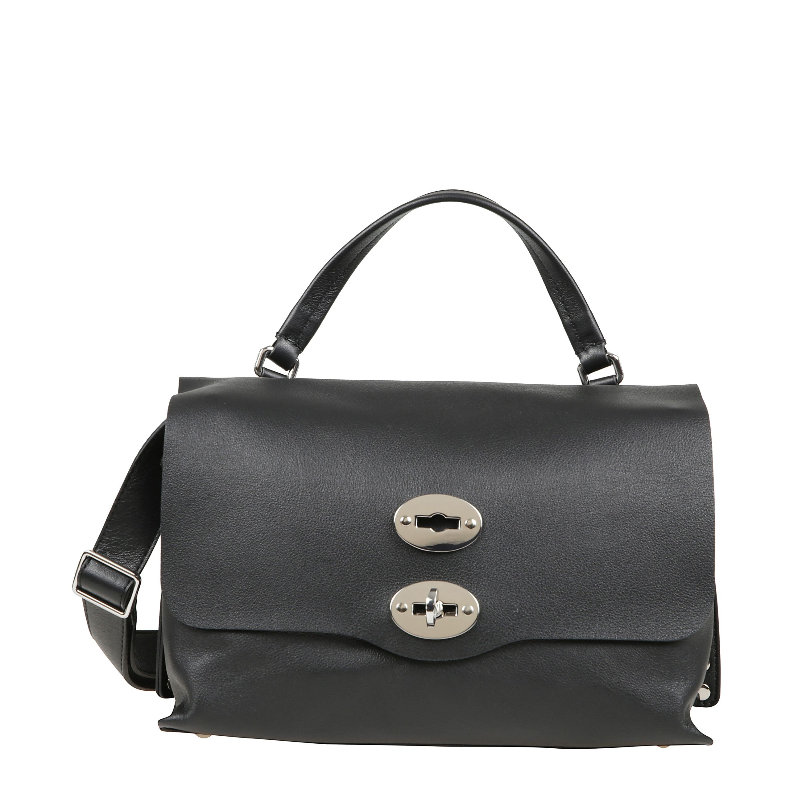 Borsa a mano con chiusura a girello, tracolla regolabile e rimovibile e tasche a soffietto interne