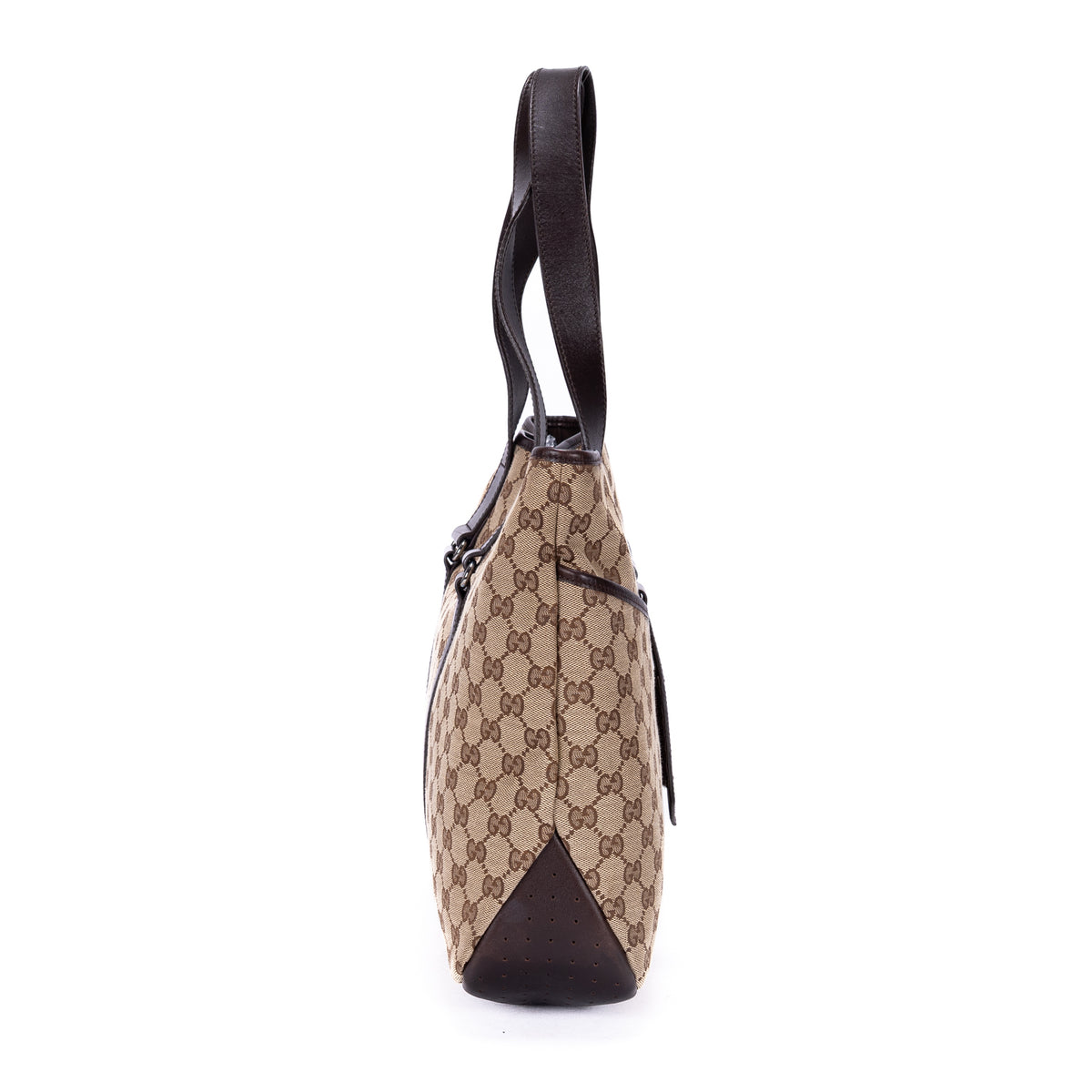 GG Canvas Pocket Shopper Tote Bag In Dark Brown