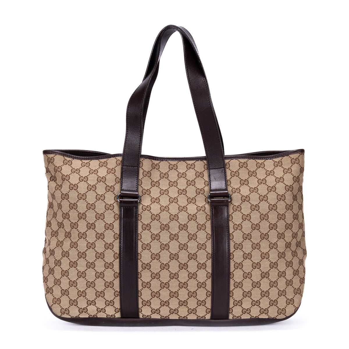 GG Canvas Pocket Shopper Tote Bag In Dark Brown