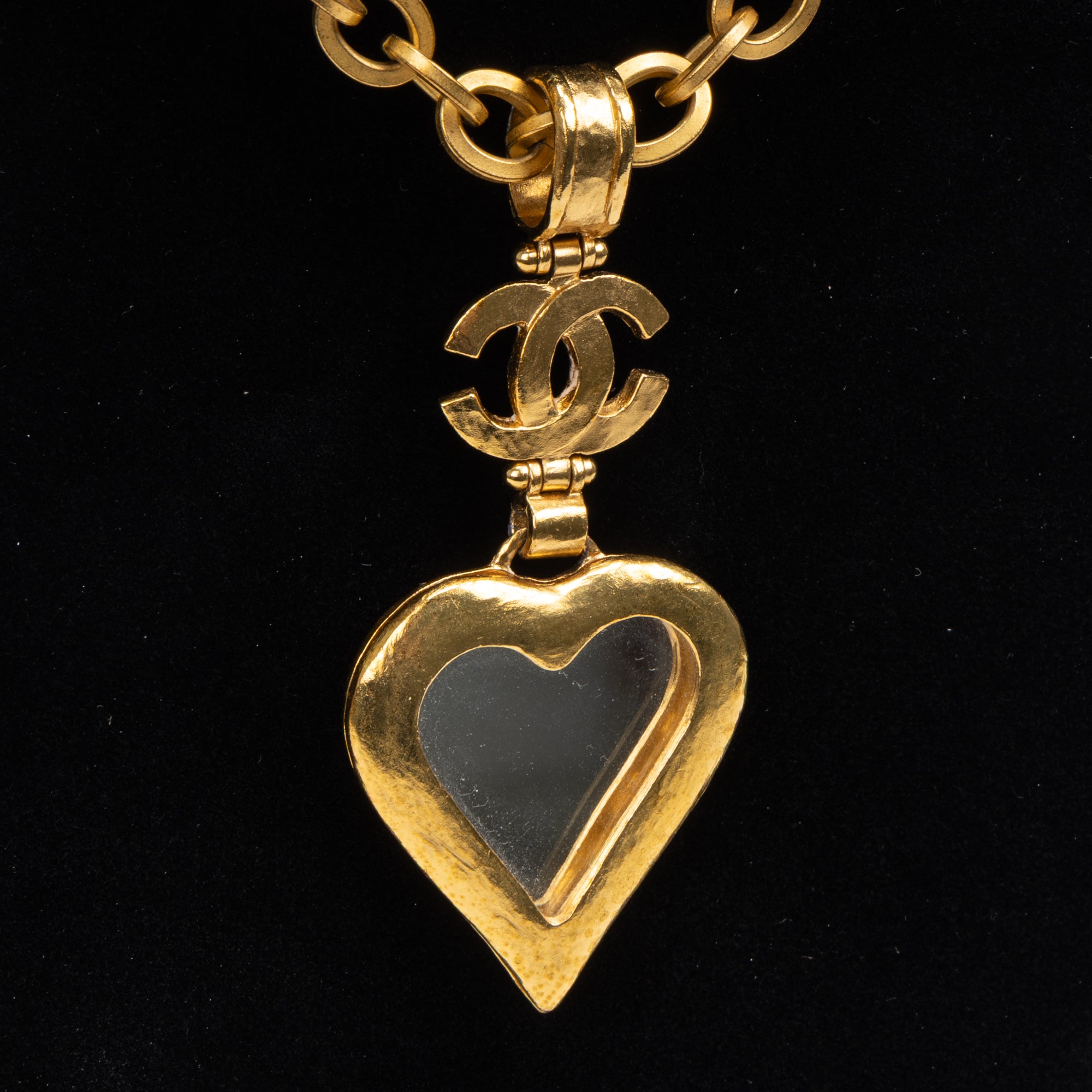 Vintage Heart Mirror Pendant Necklace