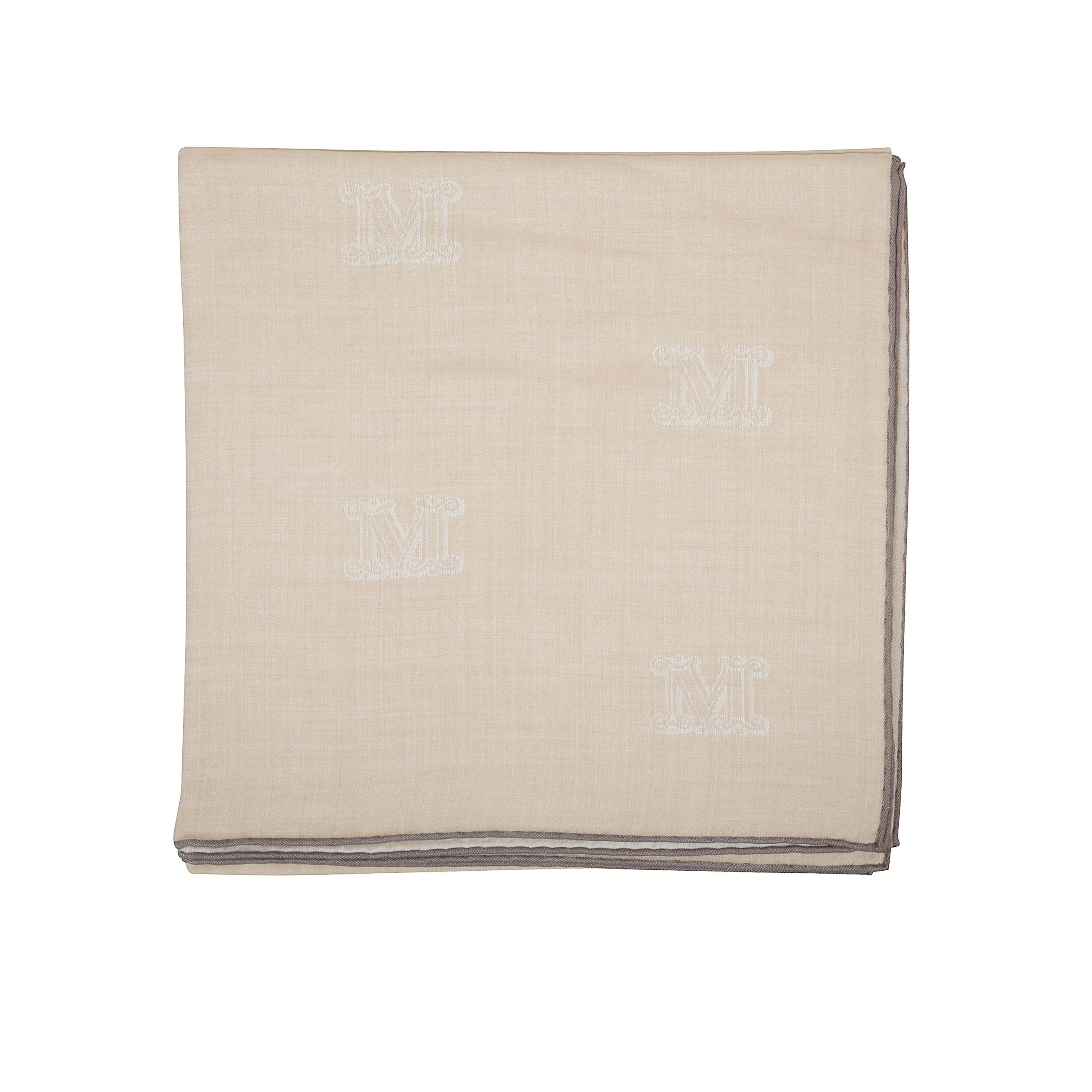 Foulard in lana e seta dal ricamo con logo all-over e bordi a contrasto