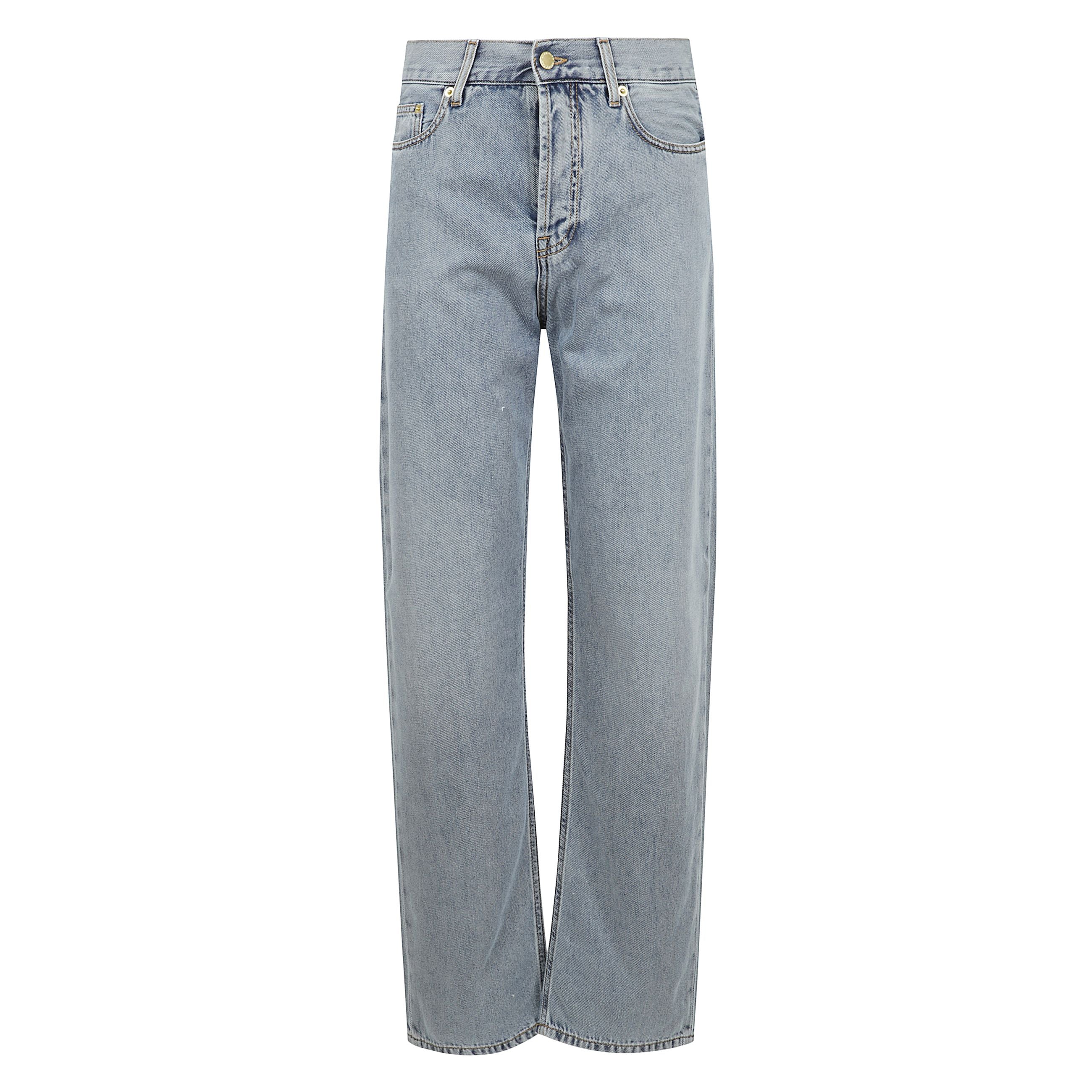 Jeans gale relaxed fit in denim a gamba larga, 5 tasche e passanti in vita, chiusura con bottoni nascosti