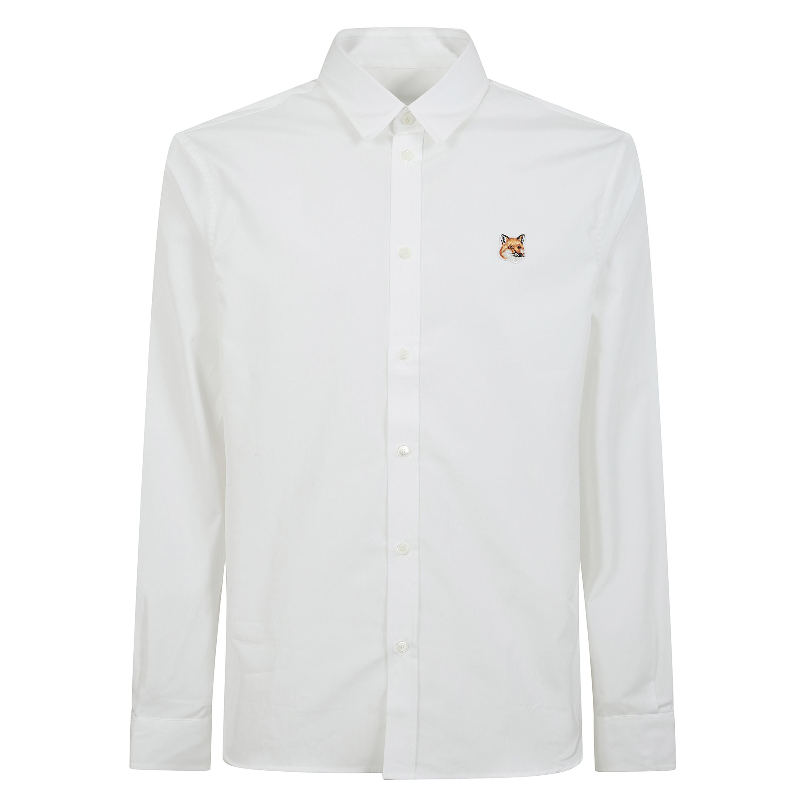 Camicia casual in cotone oxford. taglio regolare con ricamo fox head.