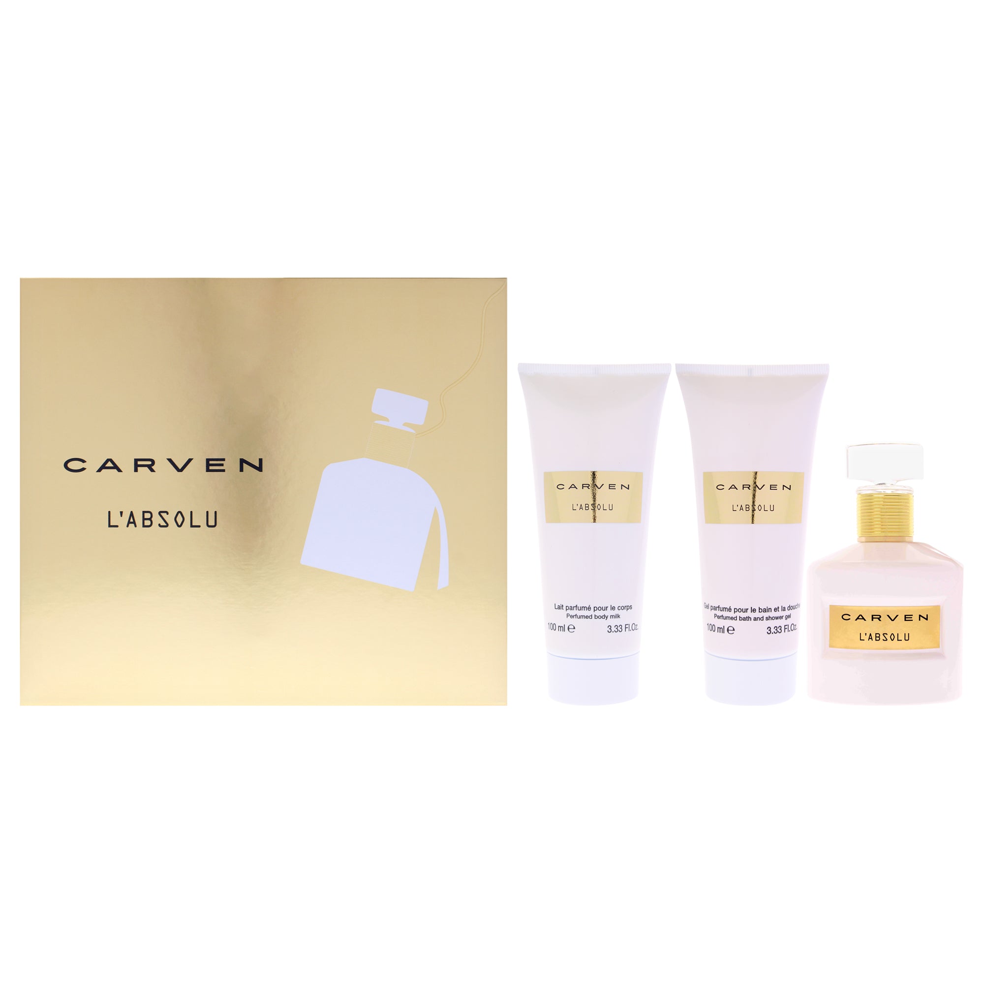 LAbsolu by Carven for Women - 3 Pc Gift Set 3.33oz EDP Spray, 3.33oz Perfumed Body Milk, 3.33oz Perfumed Bath and Shower Gel